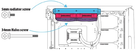 De radiator en ventilatoren monteren - Optie C (alleen MPH)