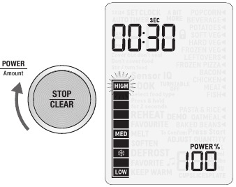 Aan de POWER-draaiknop draaien - Vermogensniveau verhogen