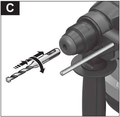 Het SDS plus-applicatiegereedschap plaatsen