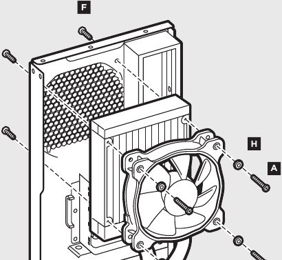 AMD-installatie - Stap 2 - Ventilator & radiator installeren