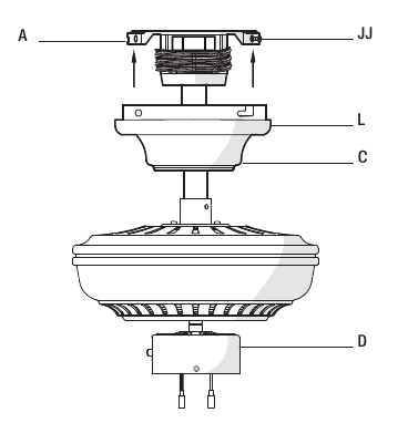 De ventilatormotoreenheid monteren (standaardmontage)