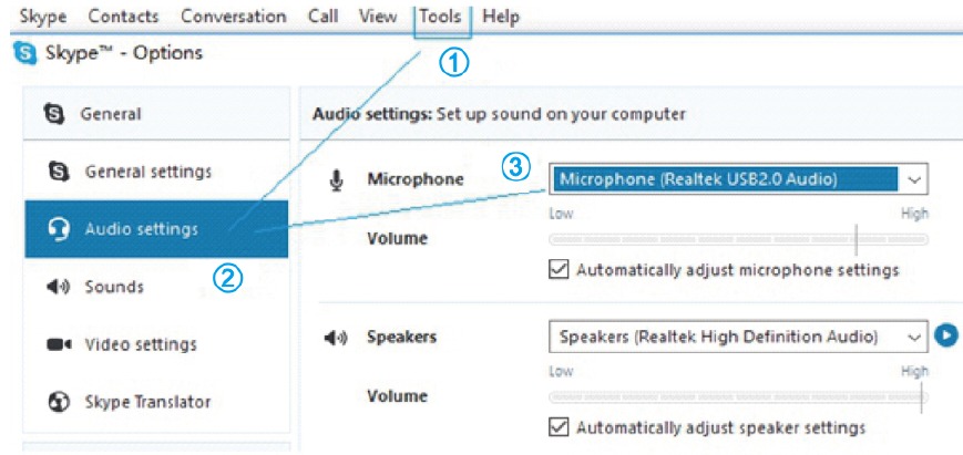 Toepassingen instellen - Voorbeeld Skype