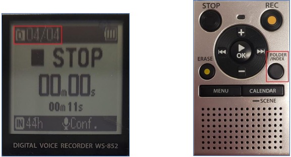 Schakelen tussen de opgenomen audiomappen