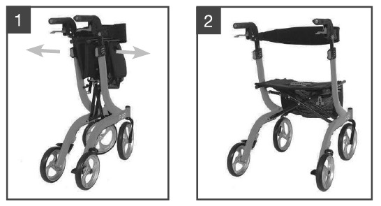 De rollator uitvouwen