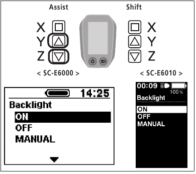Instellingenmenu - (Achtergrondverlichting instellen) - Stap 1