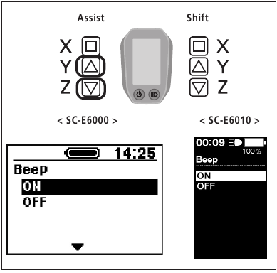 Instellingenmenu - Beep (Pieptoon instellen) - Stap 1