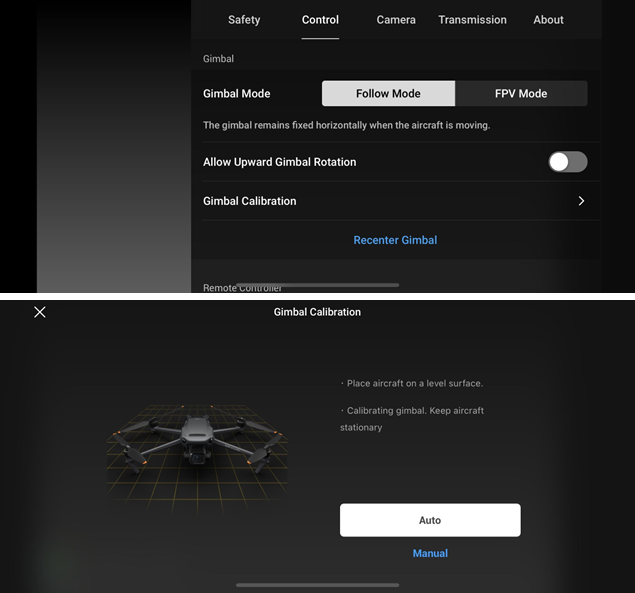 Gimbal kalibratie