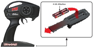 BATTERIJEN IN DE ZENDER PLAATSEN
