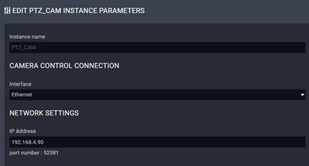 Parameters van PTZ_CAM-instantie instellen - Stap 1