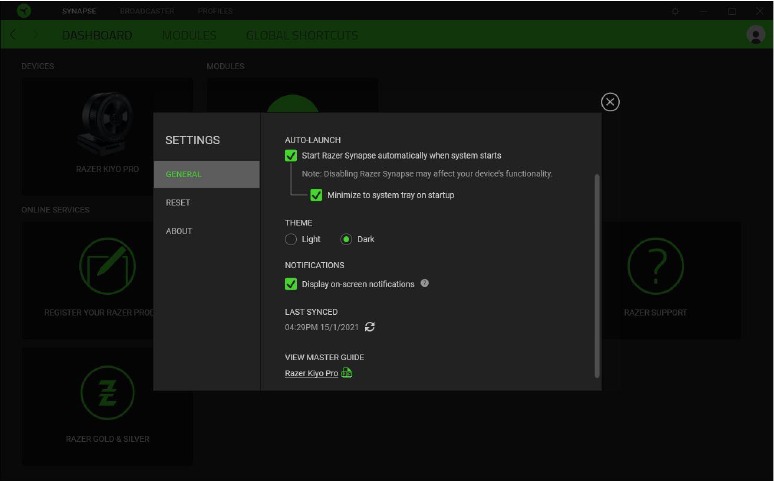 Settings Window