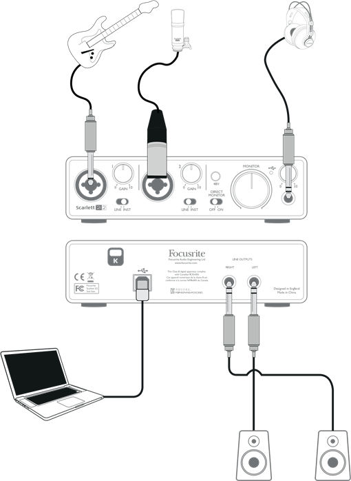 Een microfoon of instrument aansluiten