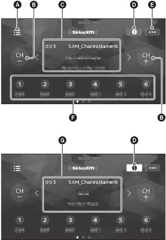Bediening/indicaties SiriusXM-radio-ontvangst