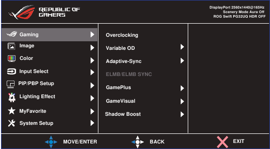 OSD Functie Introductie - Gaming instellingen