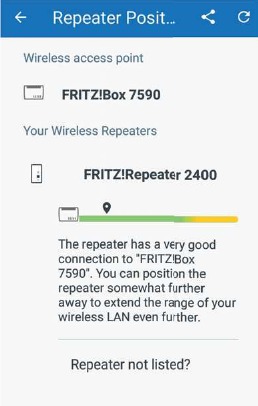 FRITZ!App WLAN toont de signaalsterkte