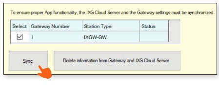De IXGW-GW synchroniseren met de IXG Cloud Server