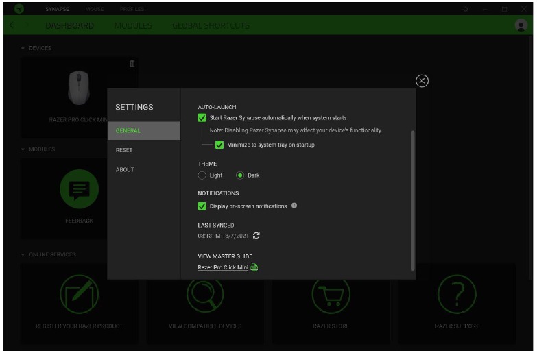SETTINGS WINDOW