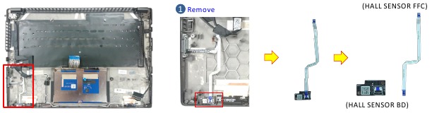 HALL SENSOR BOARD - Mededeling demontage - Stap 1