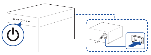 De PSU en uw pc inschakelen