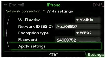 Audi connect&reg; - Wi-Fi-configuratie