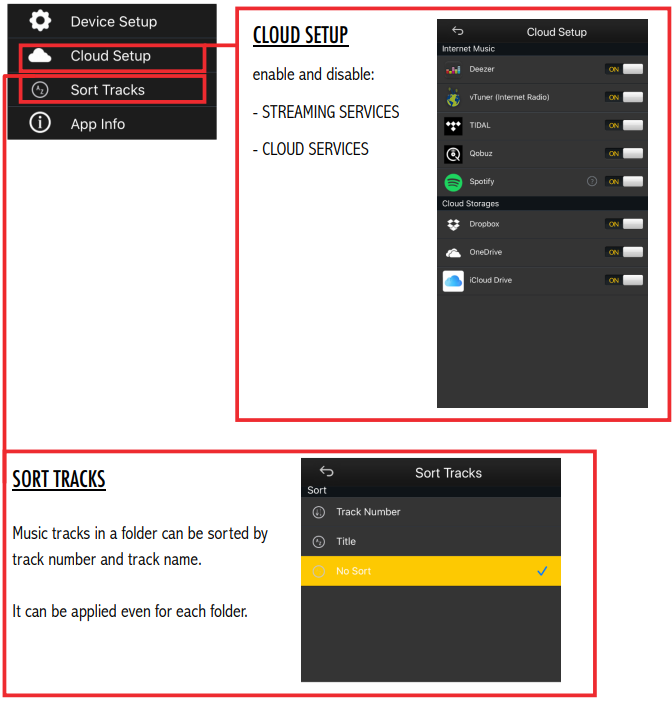 CONTROL APP - CLOUD-INSTELLINGEN EN NUMMERS SORTEREN