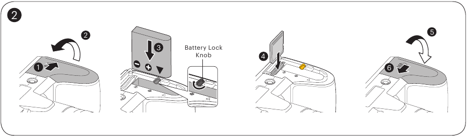 De batterij en de geheugenkaart plaatsen