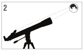 De telescoop naar de maan richten