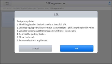 DPF-REGENERATIE - Stap 1