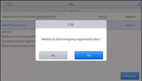 DPF-REGENERATIE - Stap 5