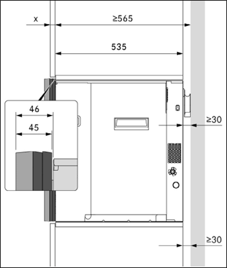 Installatiediepte met 2 framestukken