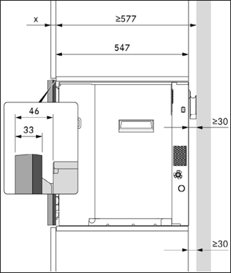 Installatiediepte met &eacute;&eacute;n framestuk