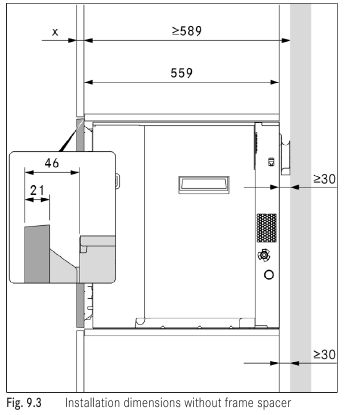 Installatiediepte zonder framestuk