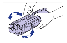 Rol de tonercartridge voorzichtig 5 of 6 keer van links naar rechts