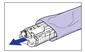Haal de tonercartridge uit de beschermzak