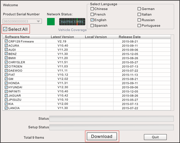 Registreren en updaten - Via USB-kabel - Stap 5