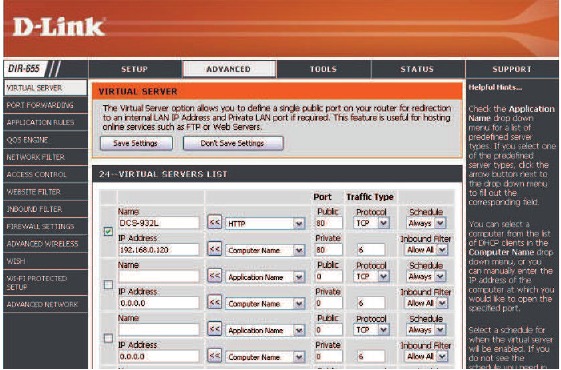 Virtuele serverlijst