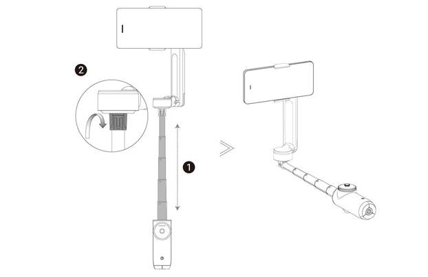Uitvouwen en inklappen - Selfiestick en statief - Stap 1