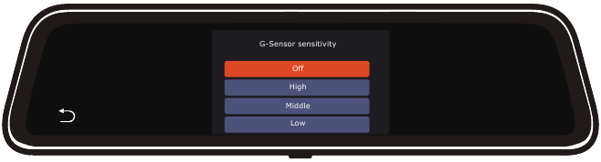 Menu-instellingen - Instelling G-Sensor gevoeligheid