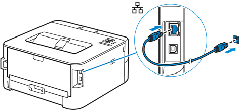 Voor een Ethernet-verbinding sluit u de Ethernet-kabel aan
