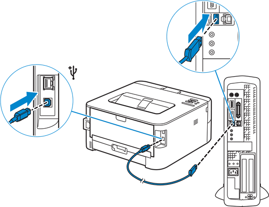 Voor een USB-verbinding sluit u de USB-kabel aan