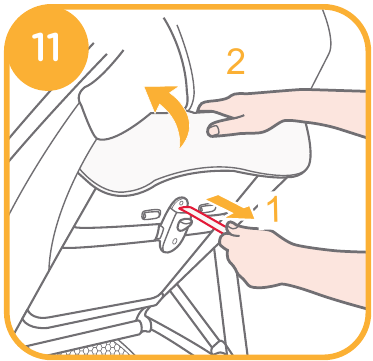 Gebruik van de kinderwagen - Rugleuning aanpassen - Stap 2