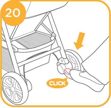 Gebruik van de kinderwagen - Rem gebruiken - Stap 1