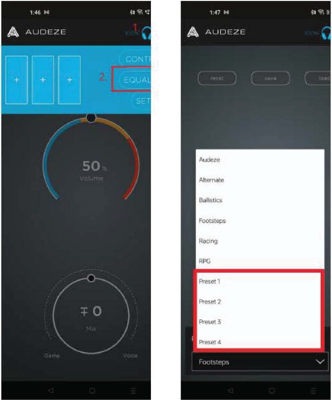 Aangepaste EQ-profielen programmeren - Mobiele app