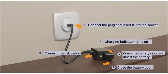 De batterij opladen met de kabel