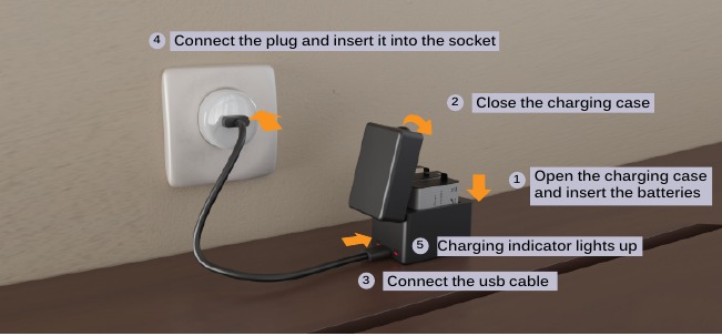 De batterij opladen met de oplader