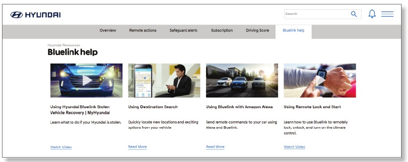 MyHyundai.com / Bluelink-websitescherm