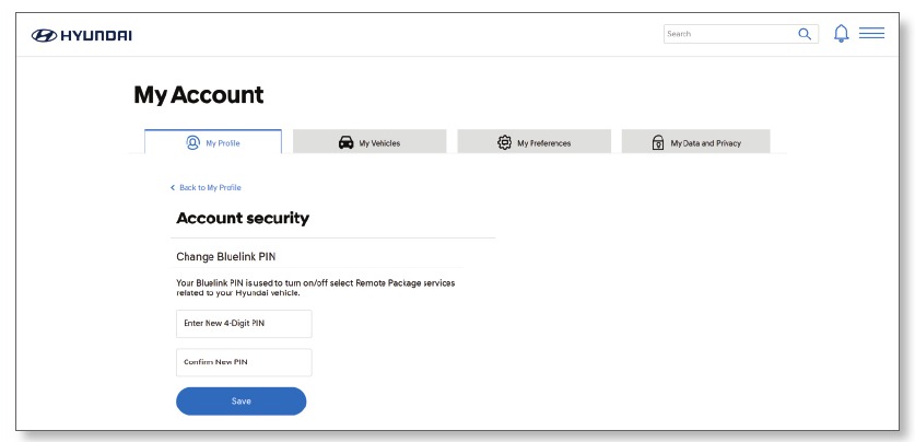 Voorkeurenscherm voor persoonlijk identificatienummer (pincode)