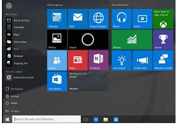 Kennismaken met Windows 10 - Ga naar Start