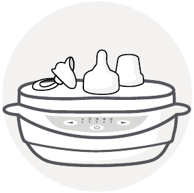 De items die worden gesteriliseerd, worden op de lade geplaatst