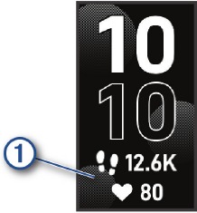 Voorbeeld van een watch face met stappen en hartslag