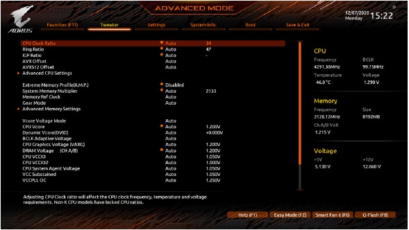 BIOS Setup - Tweaker-pagina
